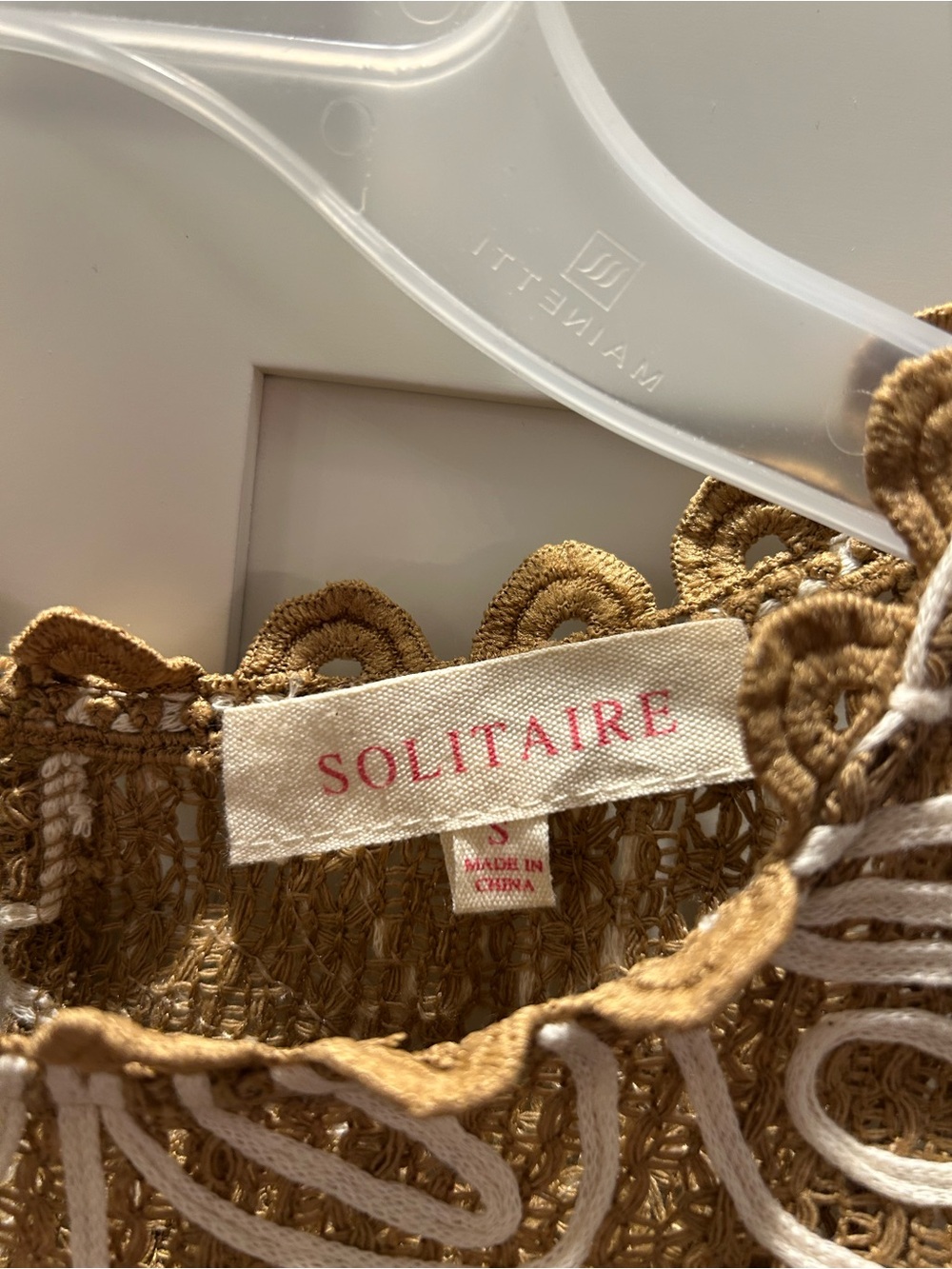 Solitaire Brown Open Stitch Floral Appliqué Sleeveless Top - Picture 3 of 4